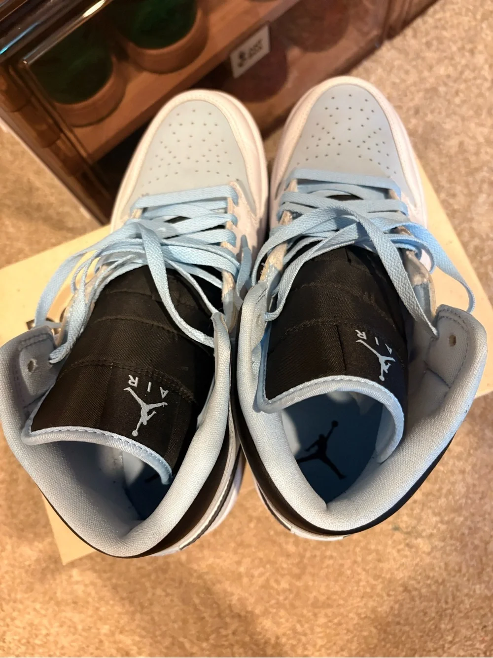 Men’s Jordan 1s Light Blue, Black, White